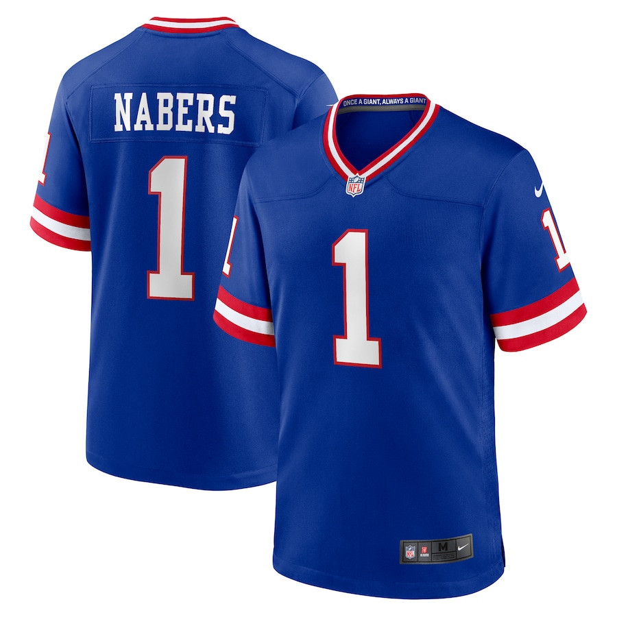 Malik Nabers 1 New York Giants 2nd Alternate 2024 NFL Draft Game Men Jersey - Royal