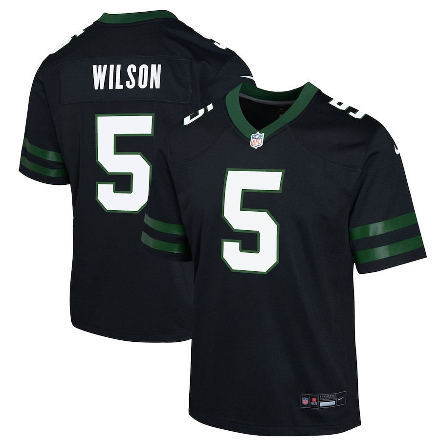 Garrett Wilson 5 New York Jets Alternate Game YOUTH Jersey - Legacy Black