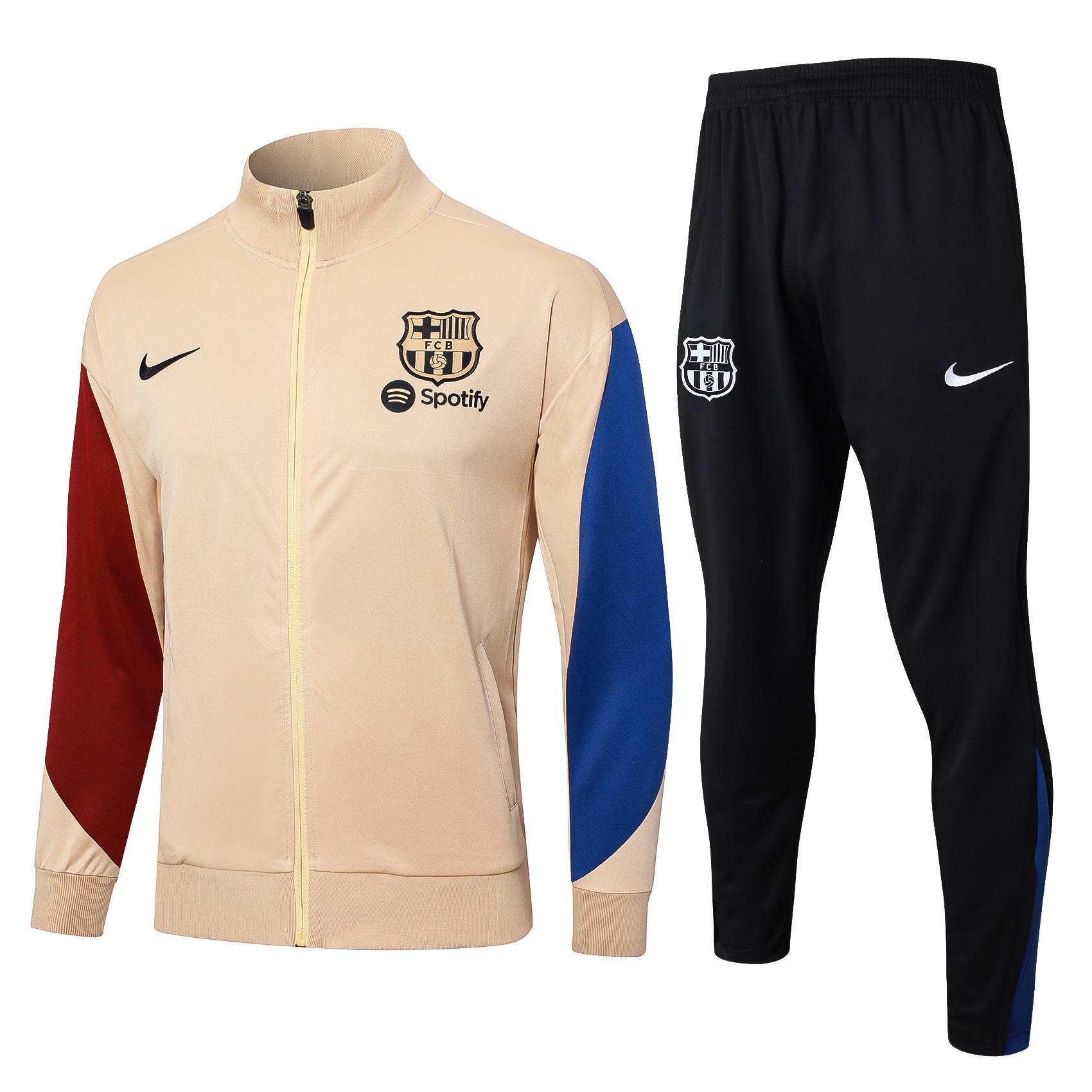Barcelona Football Tracksuit/ Anthem Jacket 24/25 - Wheat/Black