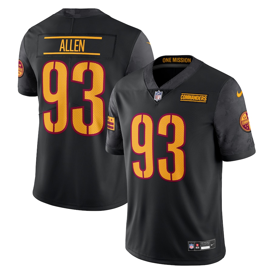 Mens Washington Commanders Jonathan Allen  Black Alternate Vapor Untouchable Limited Jersey