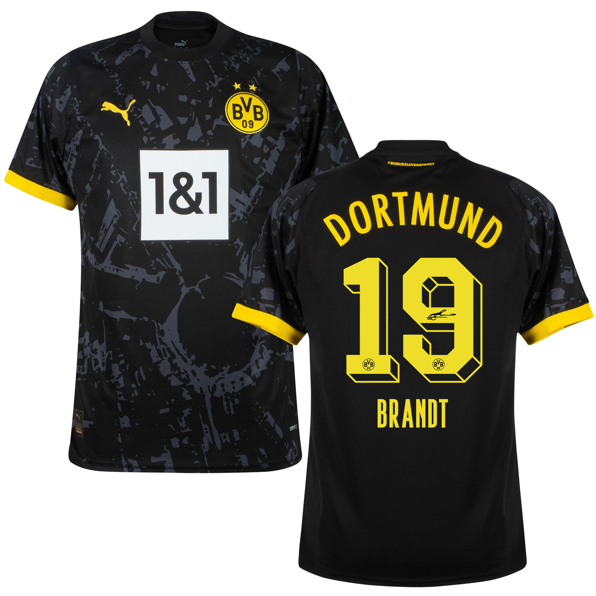 Julian Brandt 19 Signed Borussia Dortmund 2023/24 Away Autographed - Men, Black