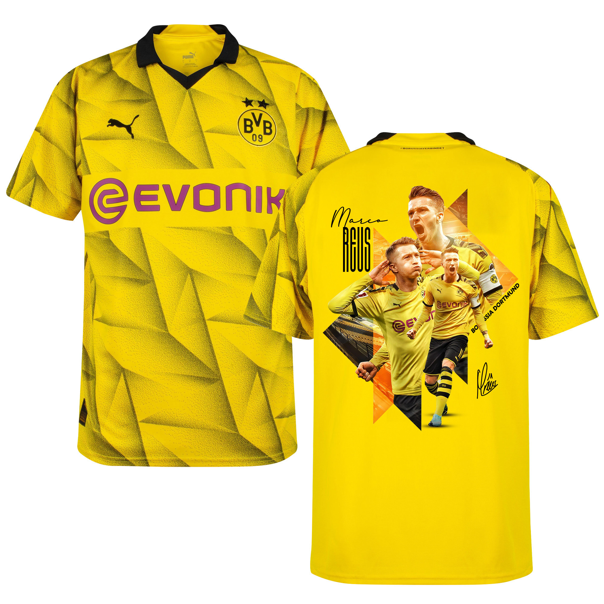 Marco Reus 11 Signed Cheering Borussia Dortmund 2023/24  Cup Jersey Autographed - Men, Yellow