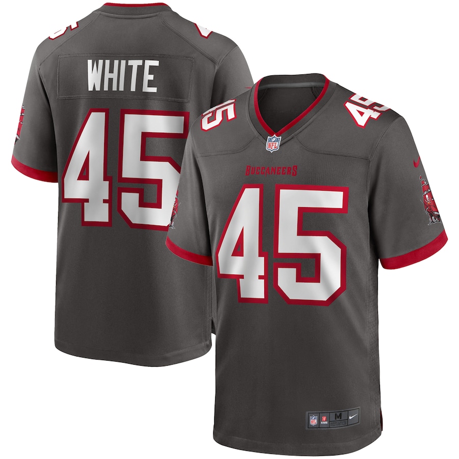 Mens Tampa Bay Buccaneers Devin White  Pewter Game Jersey