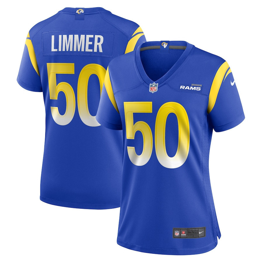 Beaux Limmer 50 Los Angeles Rams Game Women Jersey - Royal