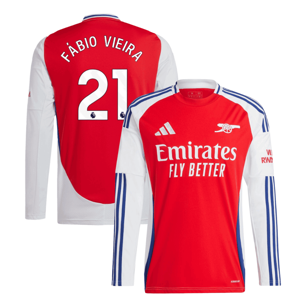 Fábio Vieira 21 Arsenal 2024/25 Home Long Sleeve Men Jersey - Red