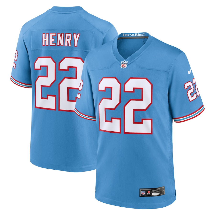 Mens Tennessee Titans Derrick Henry  Light Blue Oilers Throwback Alternate Game Player Jersey