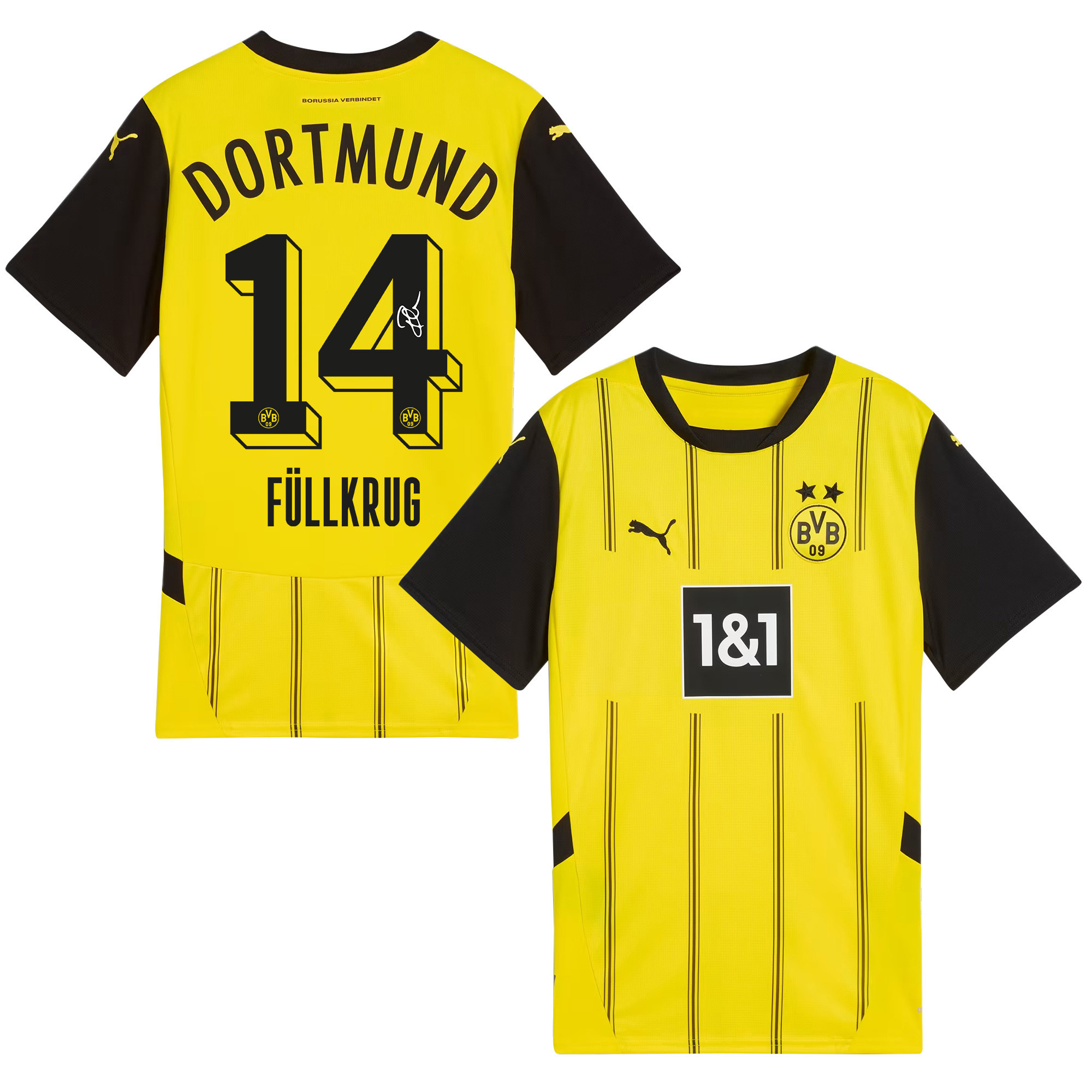 Niclas Füllkrug 14 Signed Borussia Dortmund 2024/25 Home Jersey Autographed - Men, Yellow