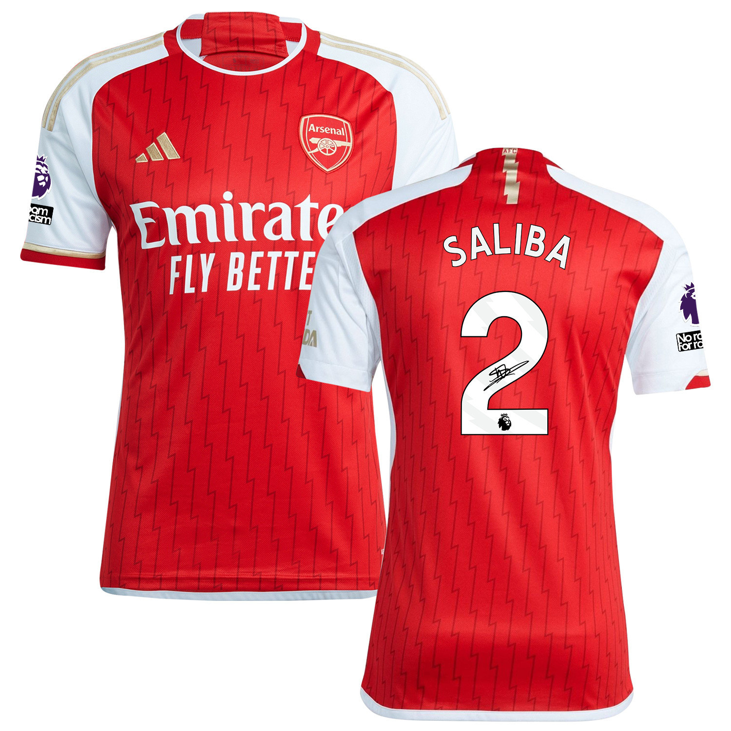 William Saliba 2 Signed Arsenal 2023/24 Home Jersey - Men, Red