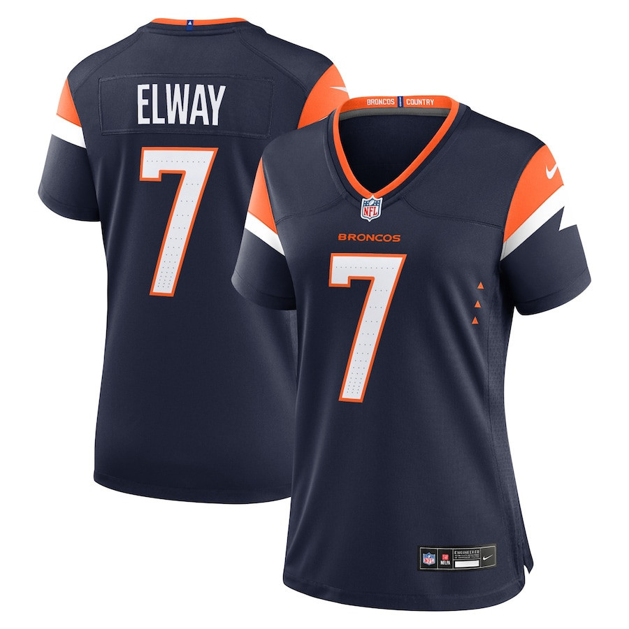 John Elway 7 Denver Broncos Retired Women Alternate Game Jersey - Navy