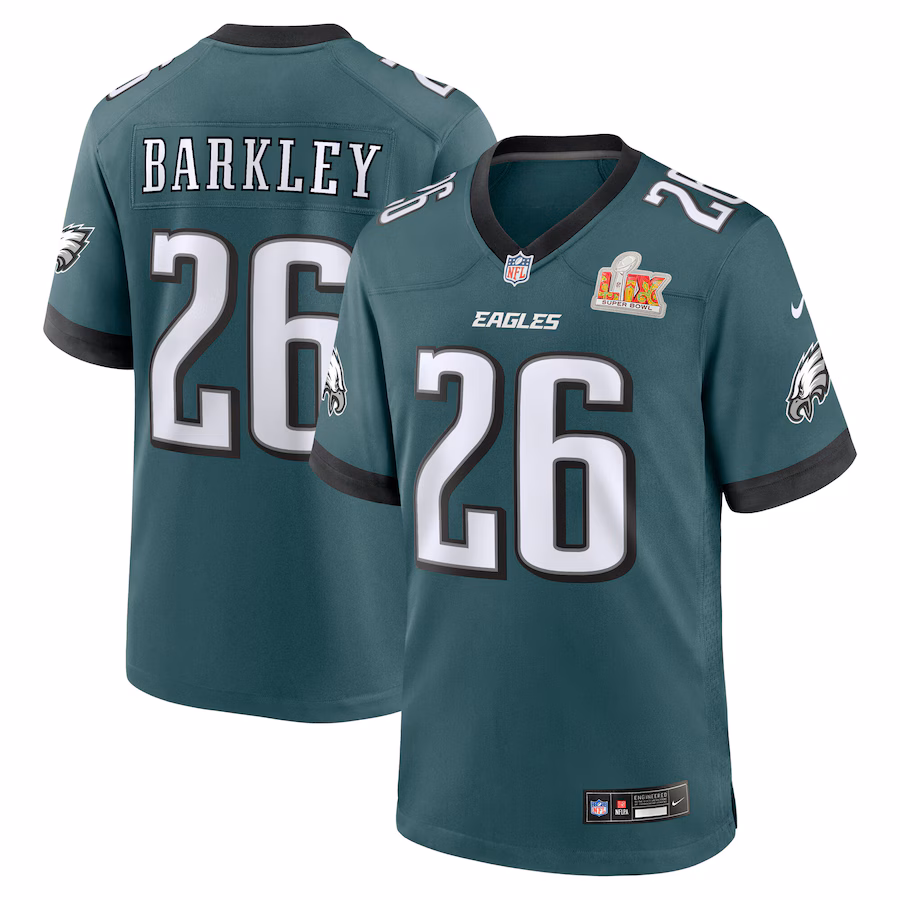 Saquon Barkley Philadelphia Eagles  Super Bowl LIX Game Player Jersey - Midnight Green