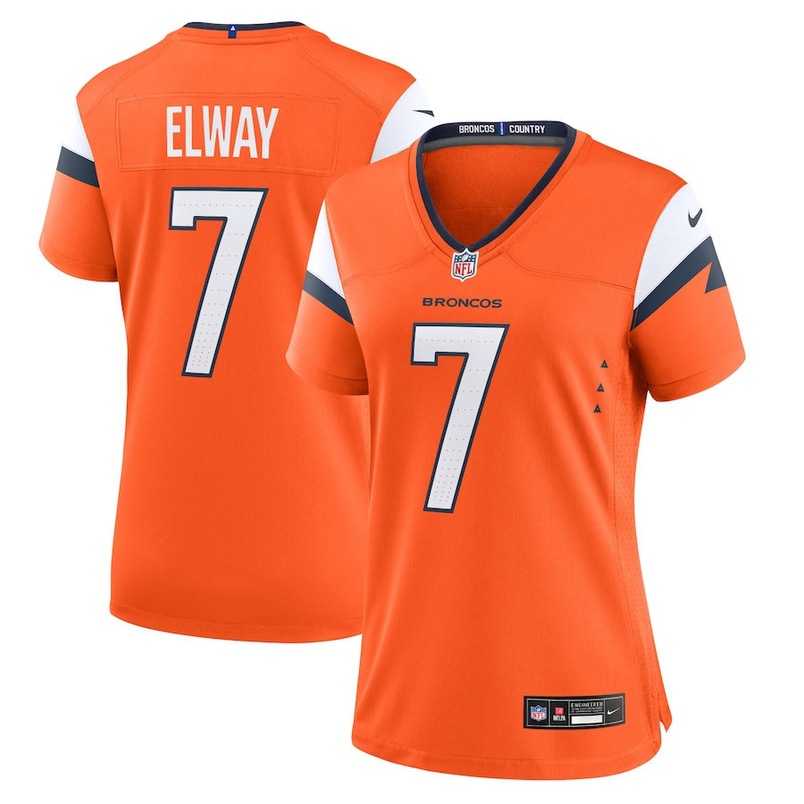 John Elway 7 Denver Broncos Retired Women Game Jersey - Orange