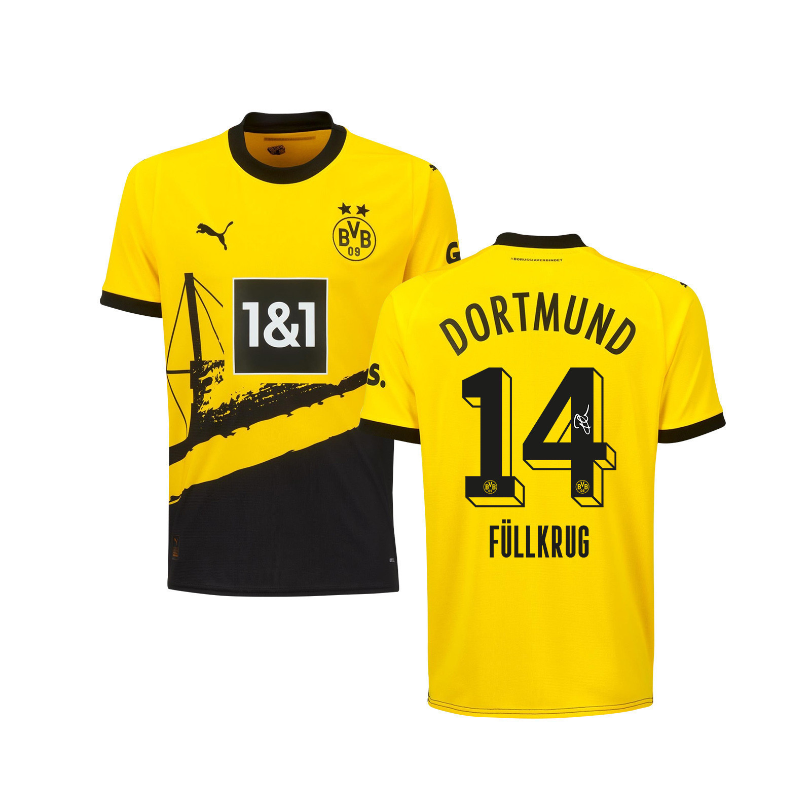 Niclas Füllkrug 14 Signed Borussia Dortmund Youth Home Autographed - Yellow