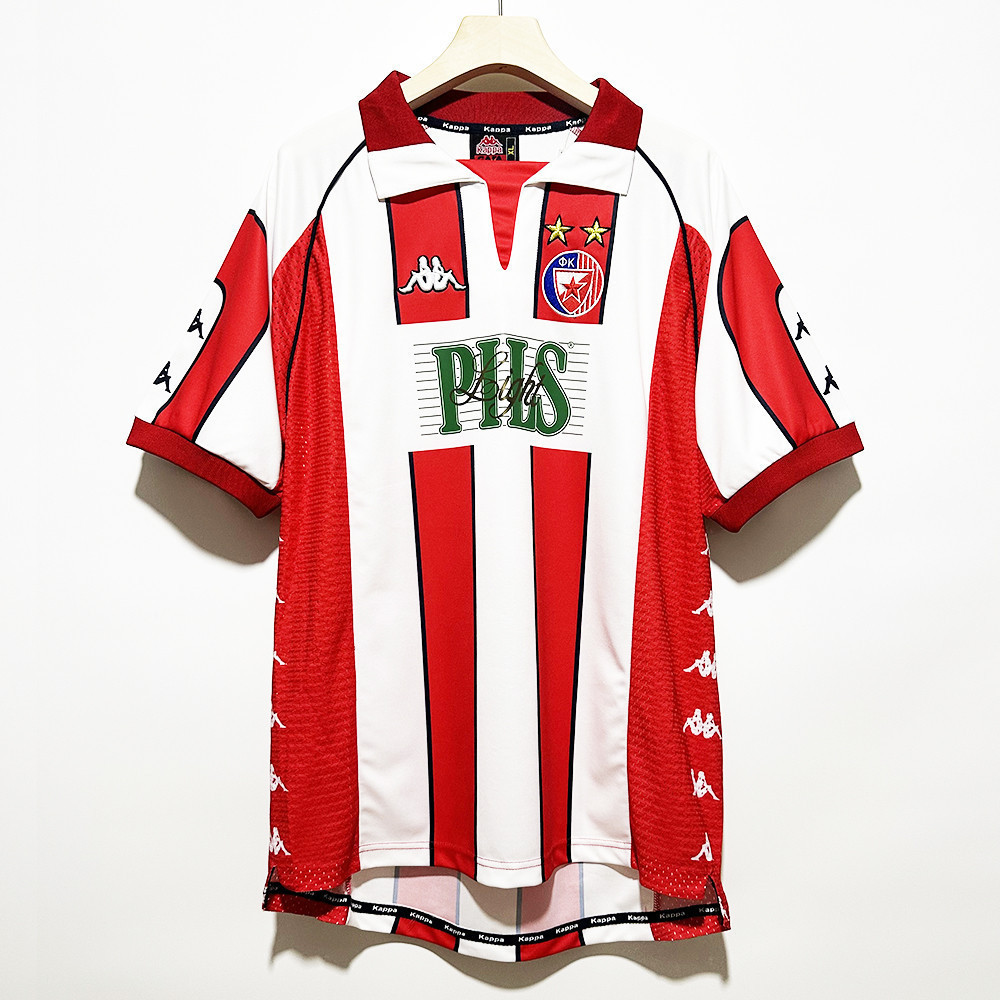 Red Star Belgrade 1999-01 Home Men Retro Jersey - Red