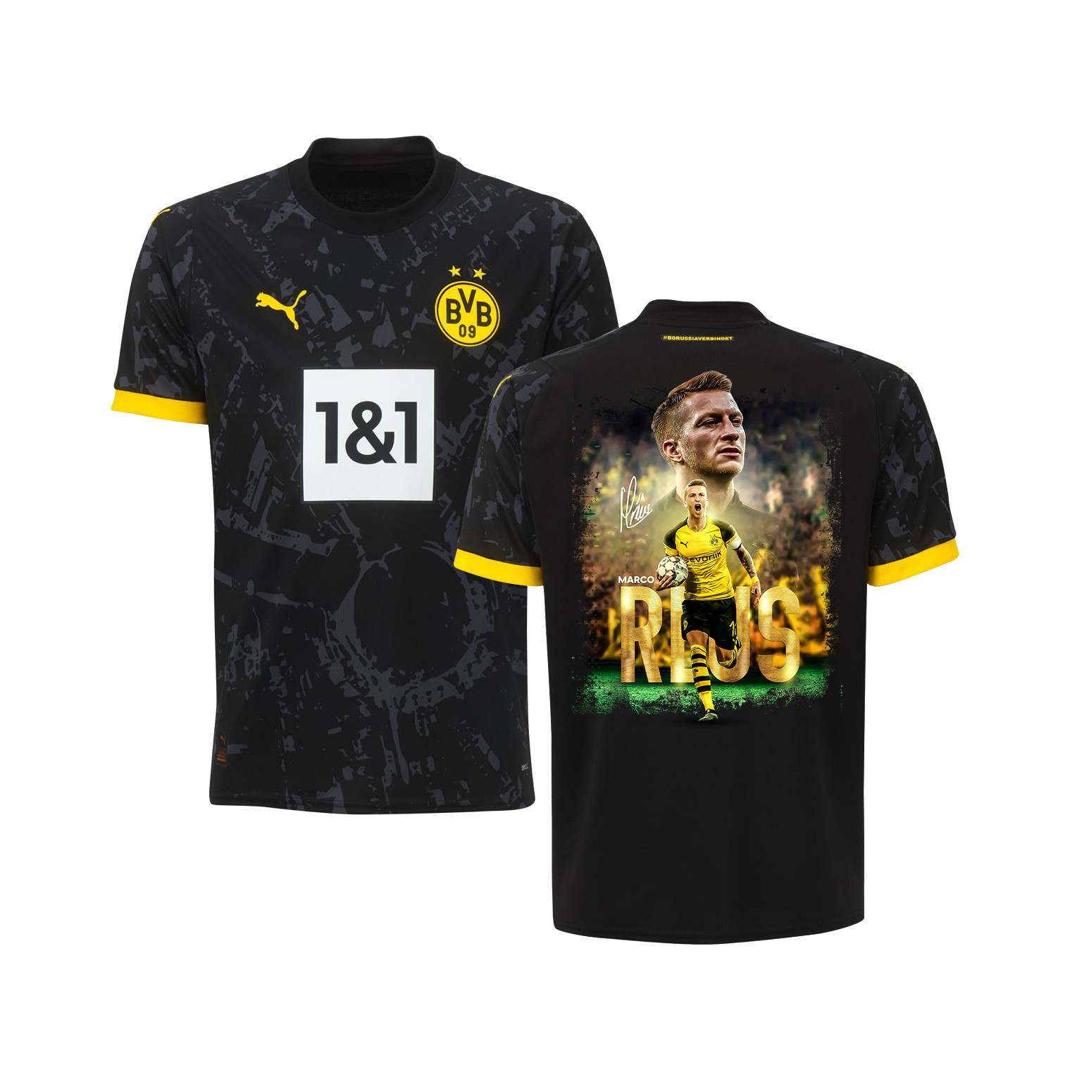 Marco Reus 11 Signed 12 Years Of Dedication Borussia Dortmund 2023/24 Away Jersey Autographed - YOUTH, Black
