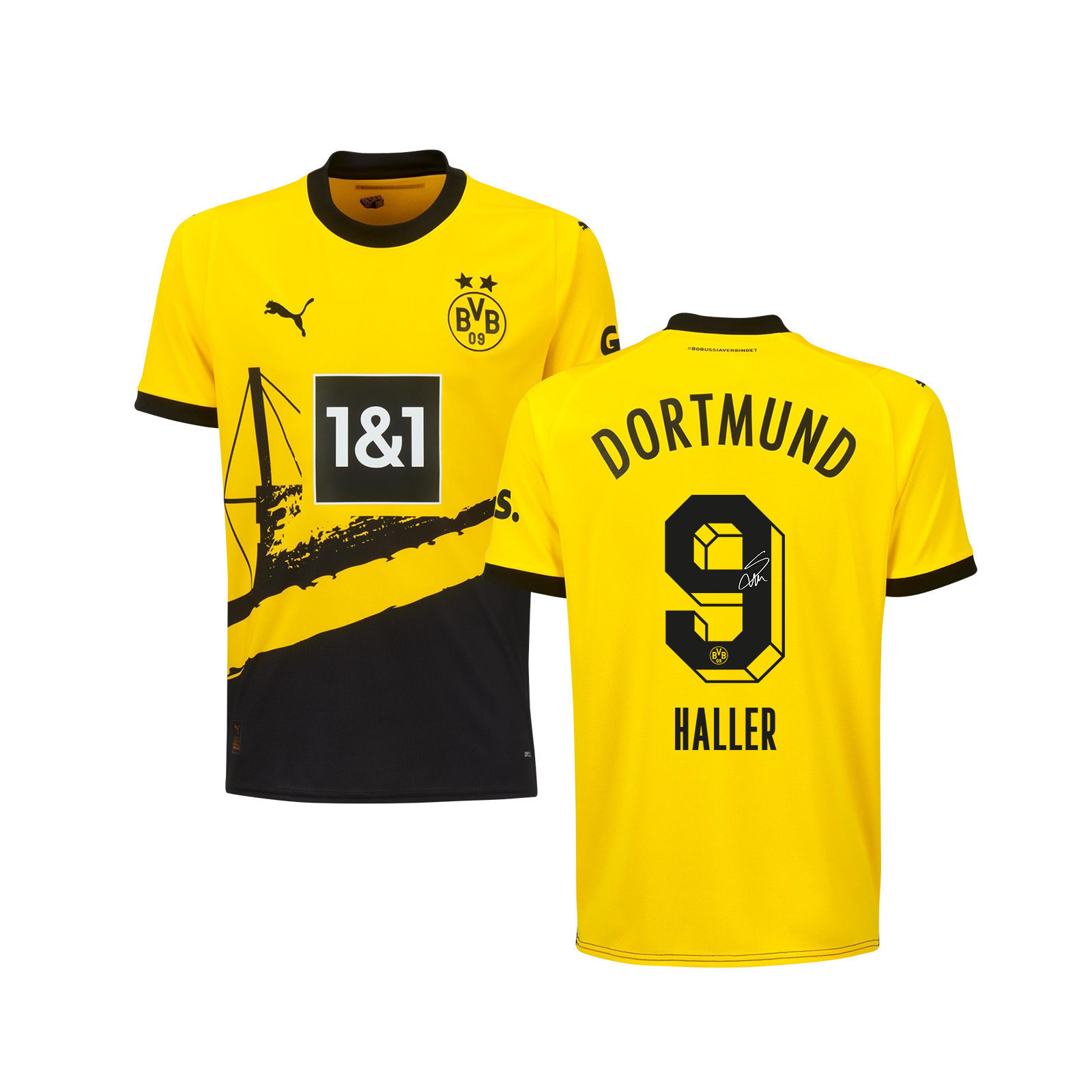 Sébastien Haller 9 Signed Borussia Dortmund Youth Home Autographed - Yellow