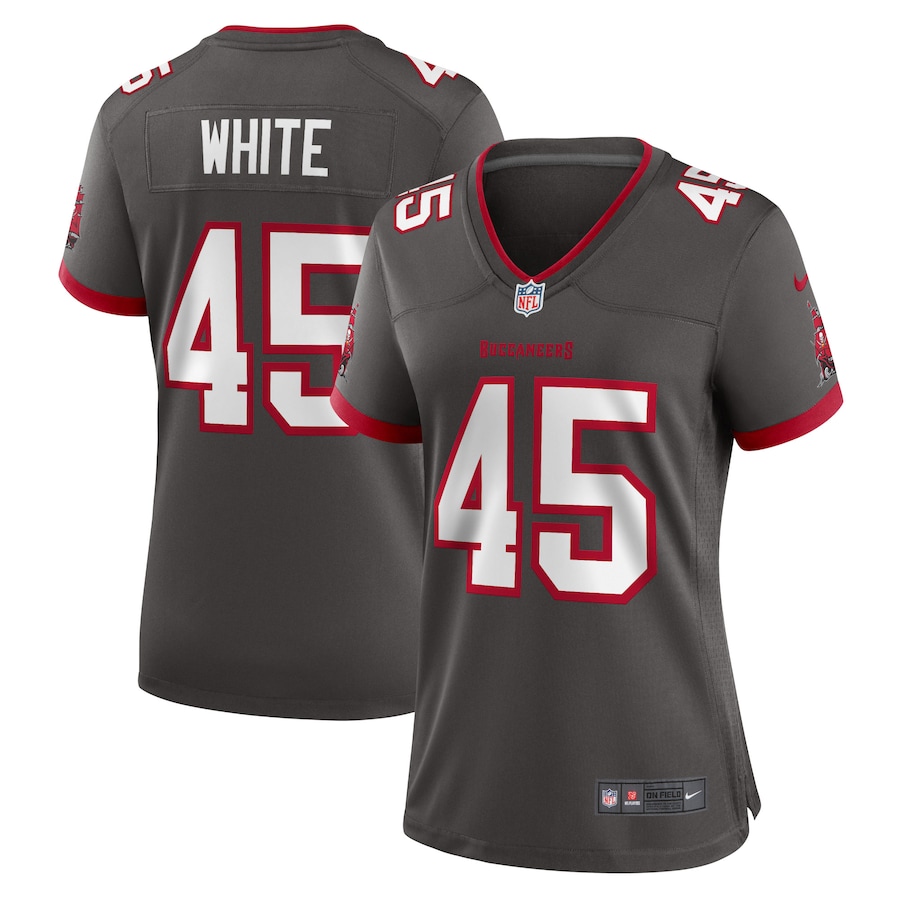 Womens Tampa Bay Buccaneers Devin White  Pewter Game Jersey