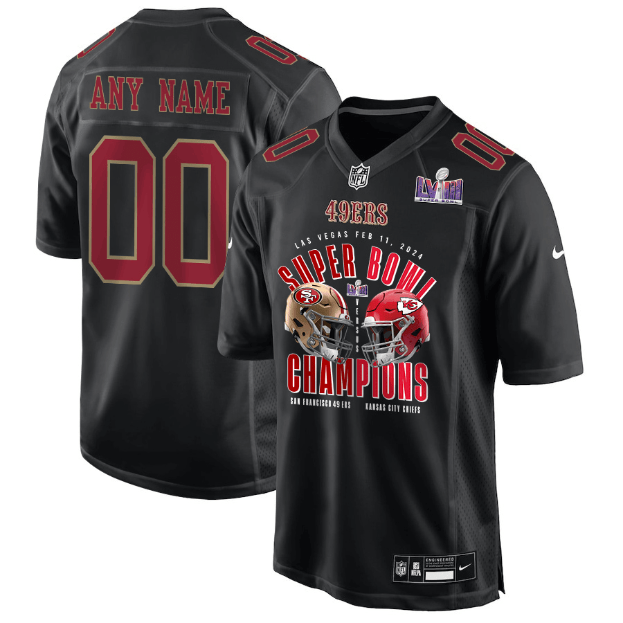 San Francisco 49ers vs. Kansas City Chiefs Super Bowl LVIII Matchup Fashion Game Custom Men Jersey - Carbon Black
