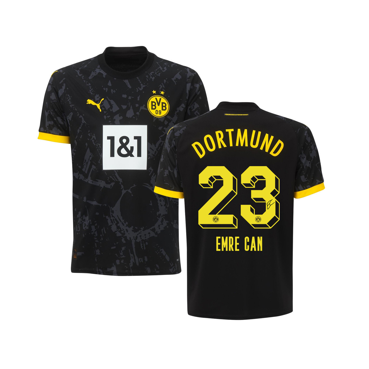 Emre Can 23 Signed Borussia Dortmund Youth Away Autographed - Black
