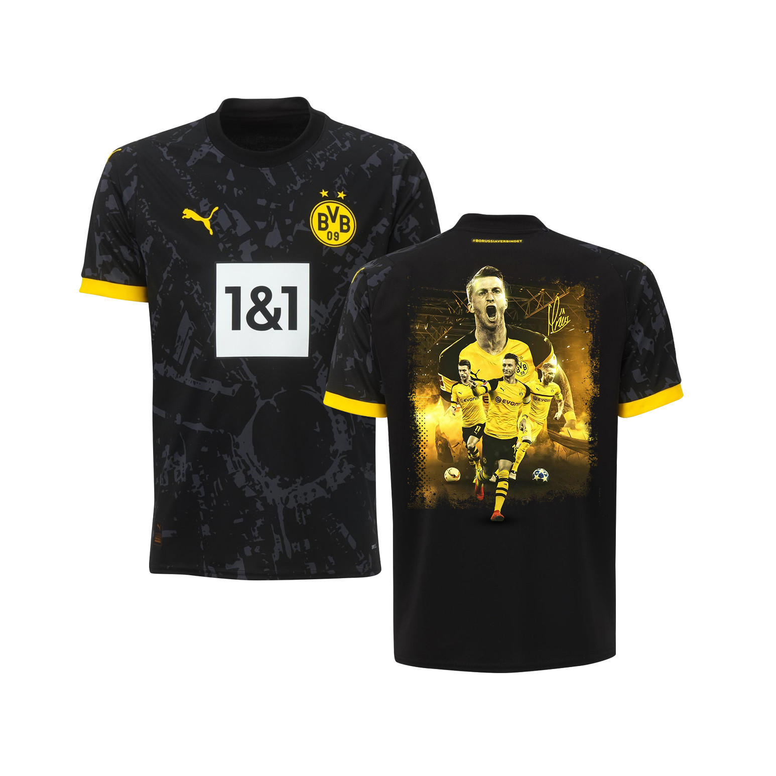 Marco Reus 11 Signed Thanks Borussia Dortmund 2023/24 Away Jersey Autographed - YOUTH, Black