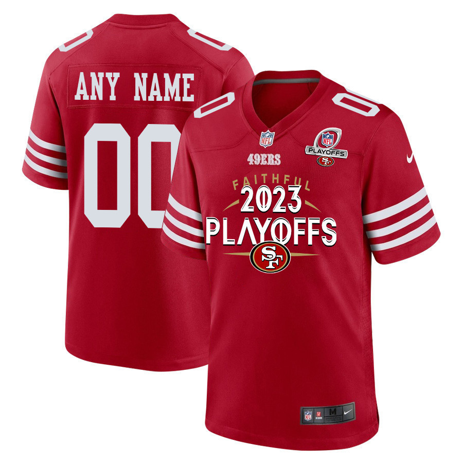 San Francisco 49ers Faithful 2023 Playoffs Game Men Custom Jersey - Scarlet