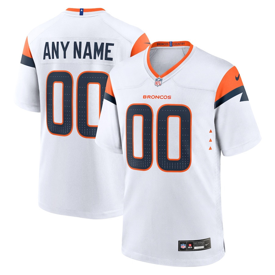 Denver Broncos Custom Game Men Jersey - White