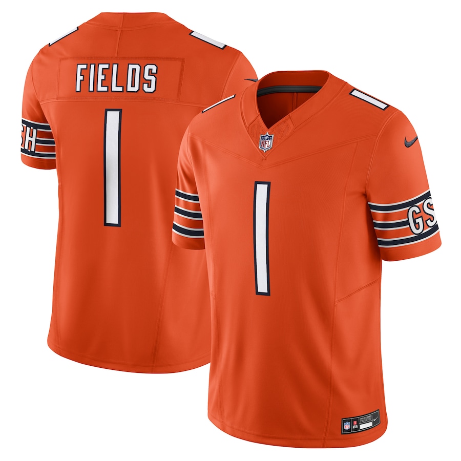 Mens Chicago Bears Justin Fields  Orange Vapor F.U.S.E. Limited Jersey