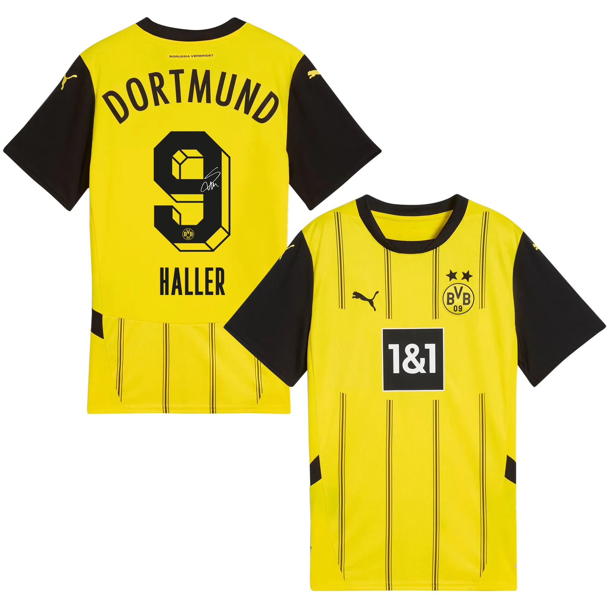 Sébastien Haller 9 Signed Borussia Dortmund 2024/25 Home Jersey Autographed - Men, Yellow
