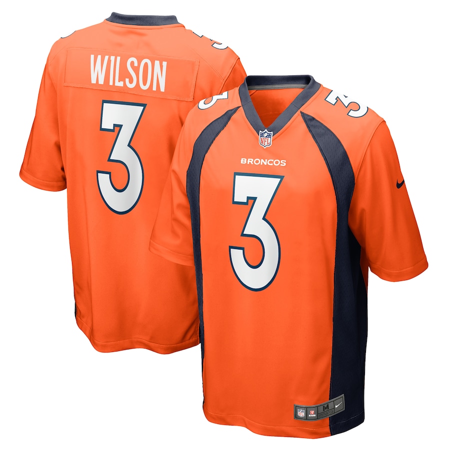 Mens Denver Broncos Russell Wilson  Orange Game Jersey