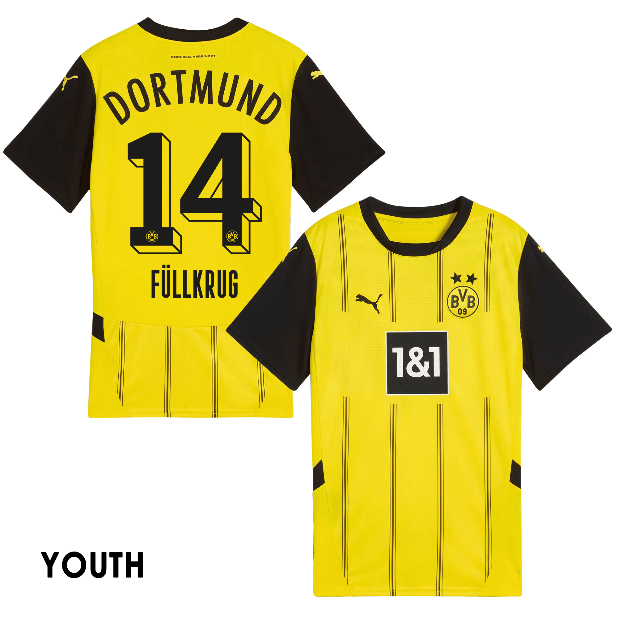Niclas Füllkrug 14 Borussia Dortmund 2024/25 YOUTH Home Jersey - Yellow