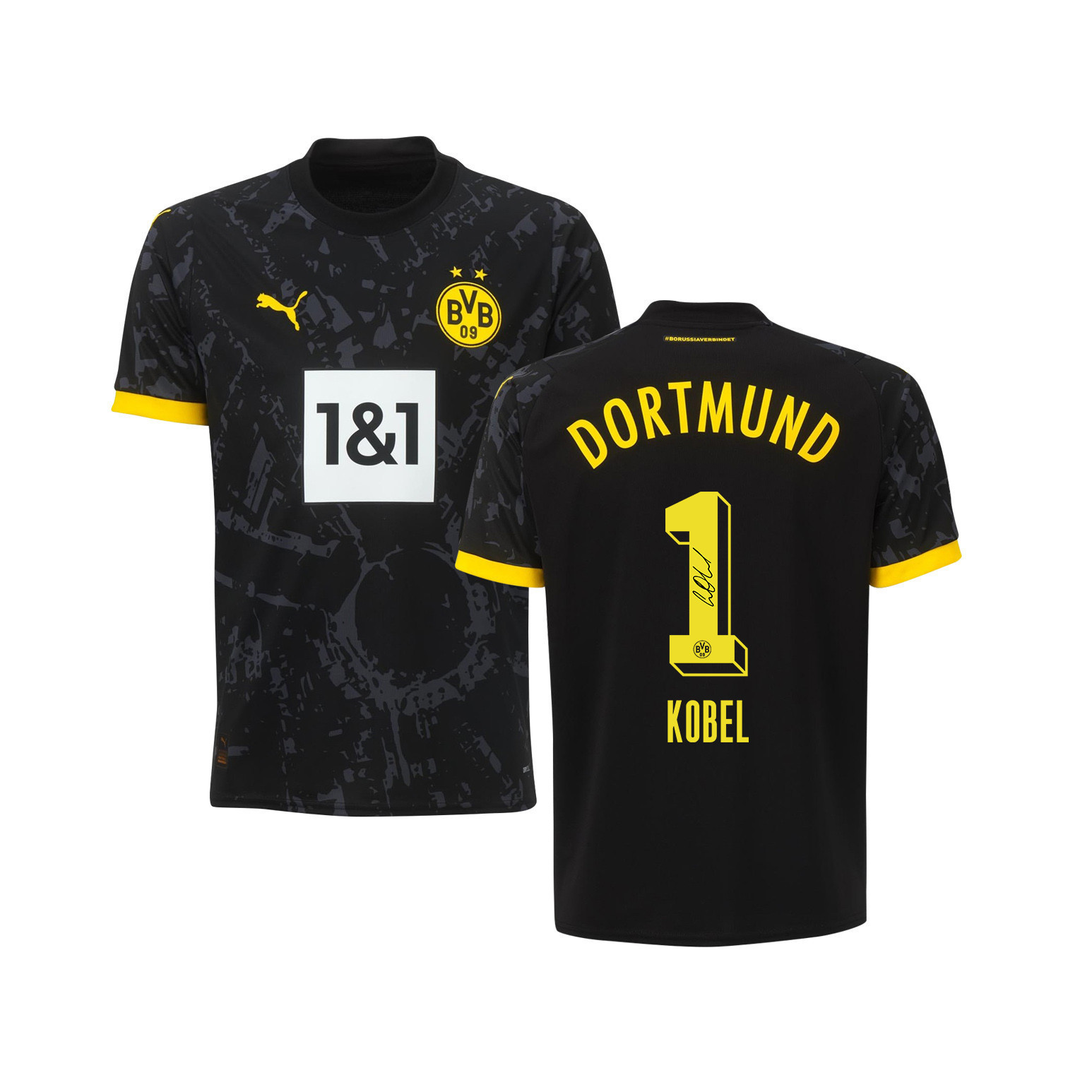 Gregor Kobel 1 Signed Borussia Dortmund Youth Away Autographed - Black