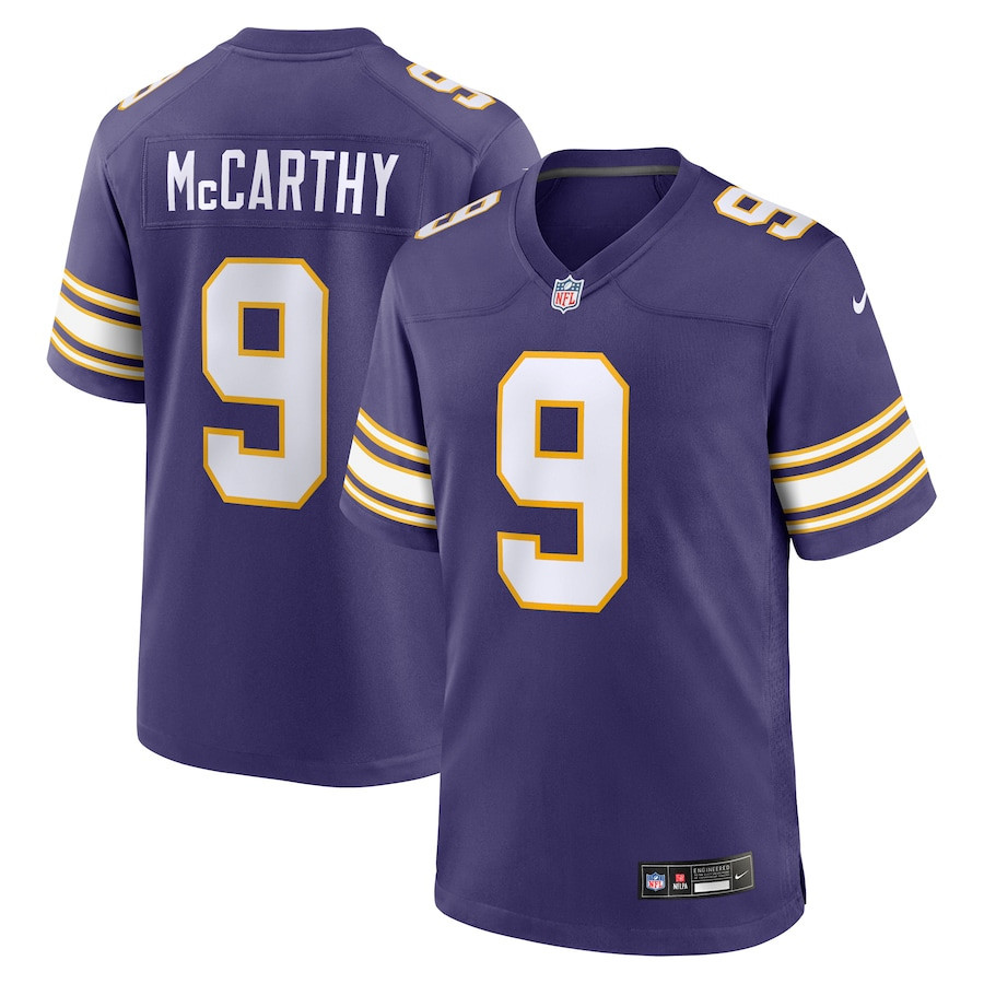 J.J. McCarthy 9 Minnesota Vikings 2024 NFL Draft 2nd Alternate Game Jersey - Purple
