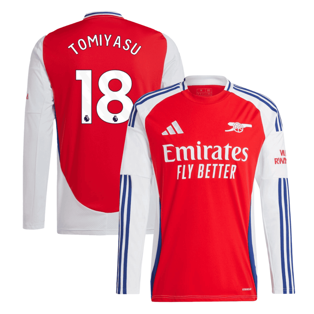 Takehiro Tomiyasu 18 Arsenal 2024/25 Home Long Sleeve Men Jersey - Red