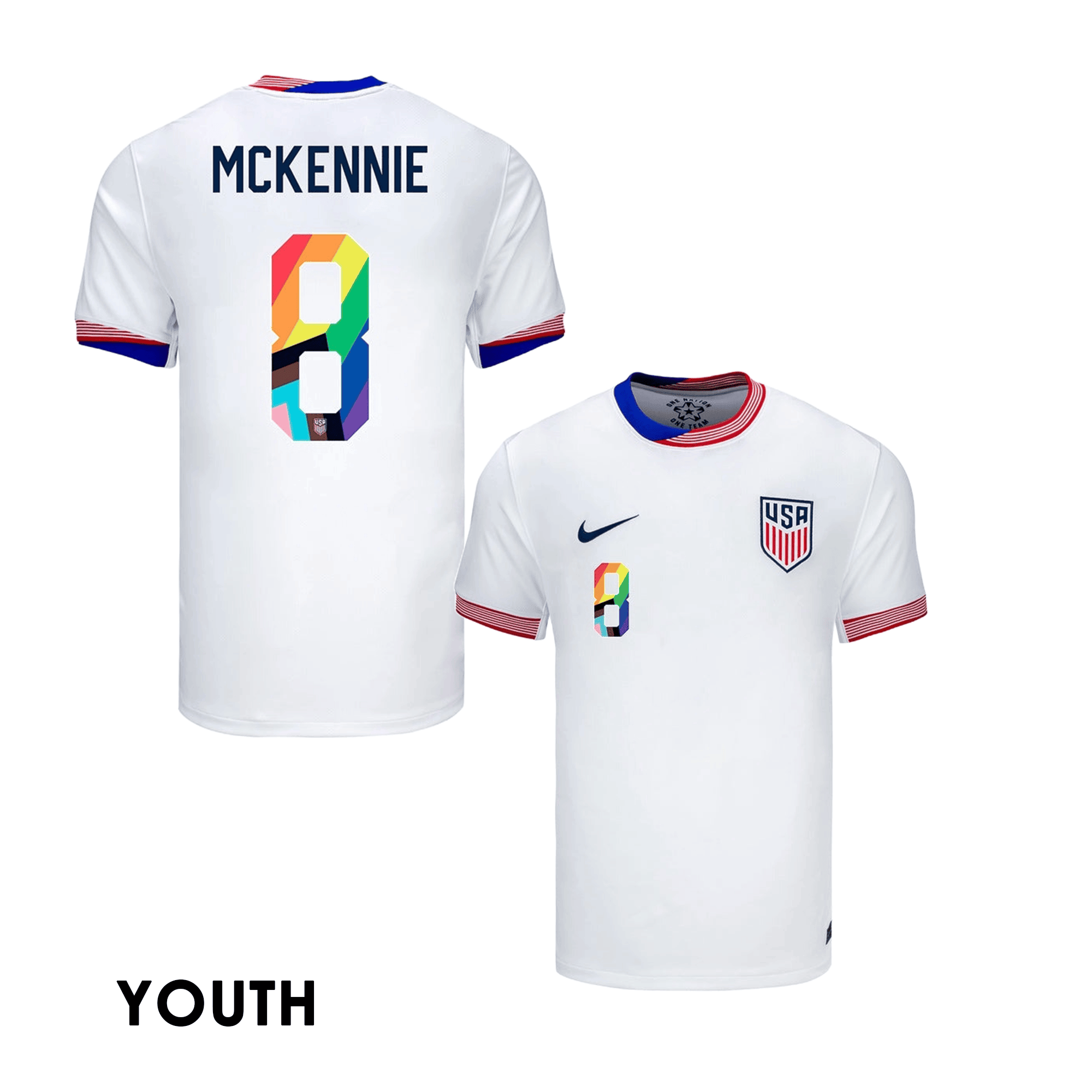 Weston McKennie 8 USMNT 2024 Pride-Themed YOUTH Home Jersey - White