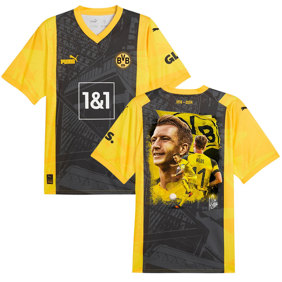 Marco Reus 11 Signed Thanks For Your Contribution Borussia Dortmund Special Edition Jersey Autographed - Men, Yellow