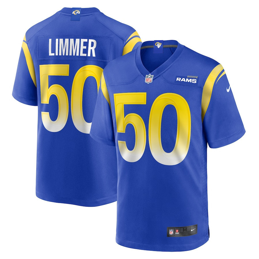 Beaux Limmer 50 Los Angeles Rams Team Game Men Jersey - Royal