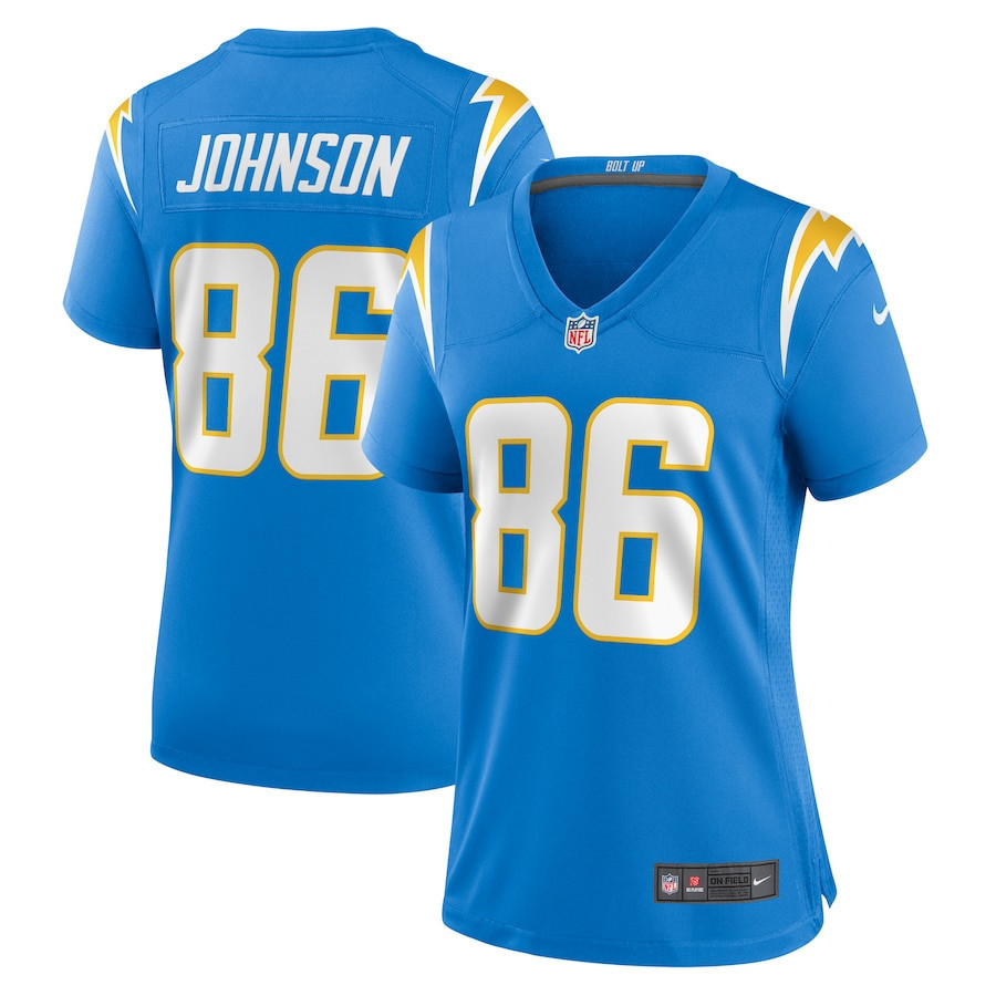 Cornelius Johnson 86 Los Angeles Chargers Women's Game Jersey - Powder Blue