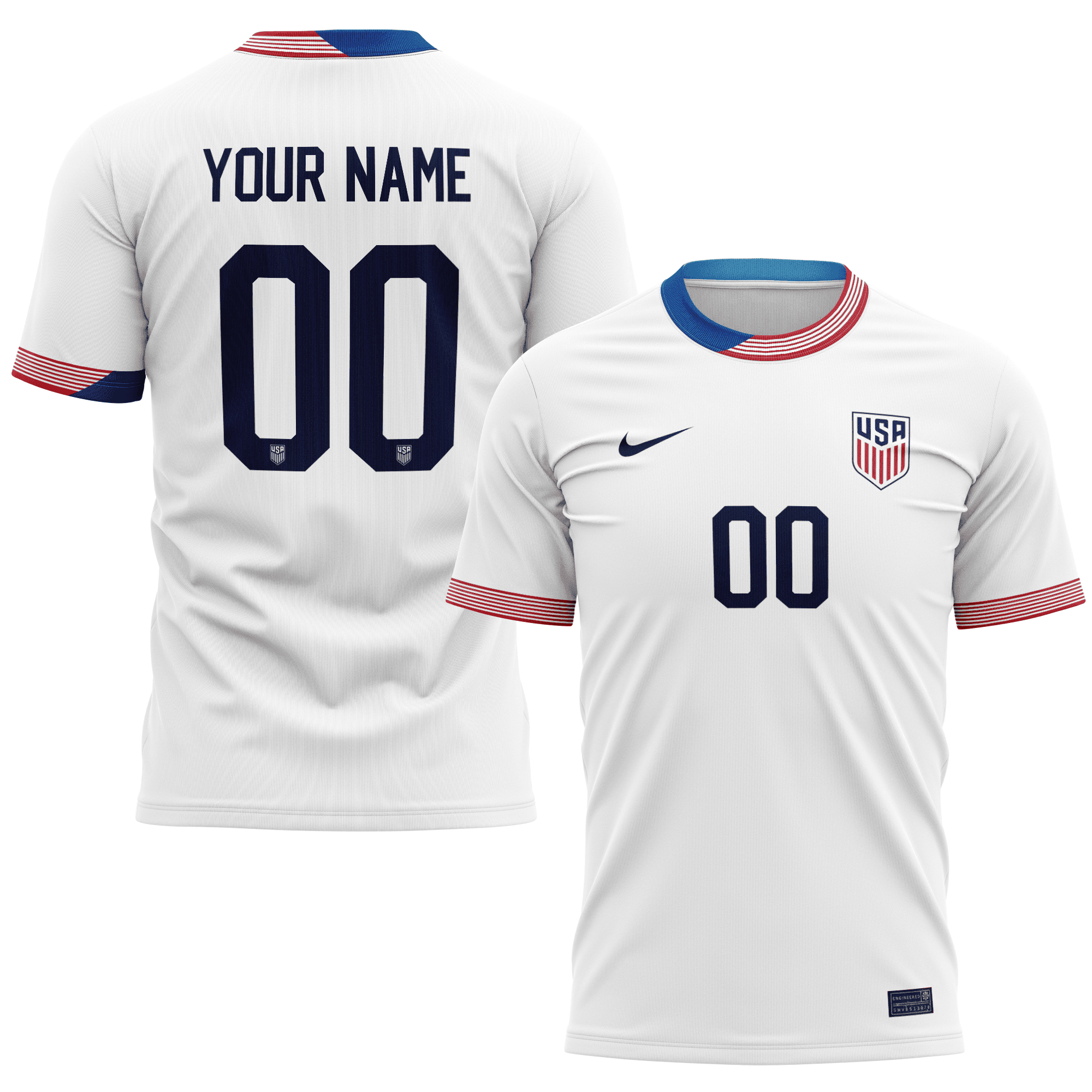 USMNT 2024 Home Kits Custom AOP T-shirt - White