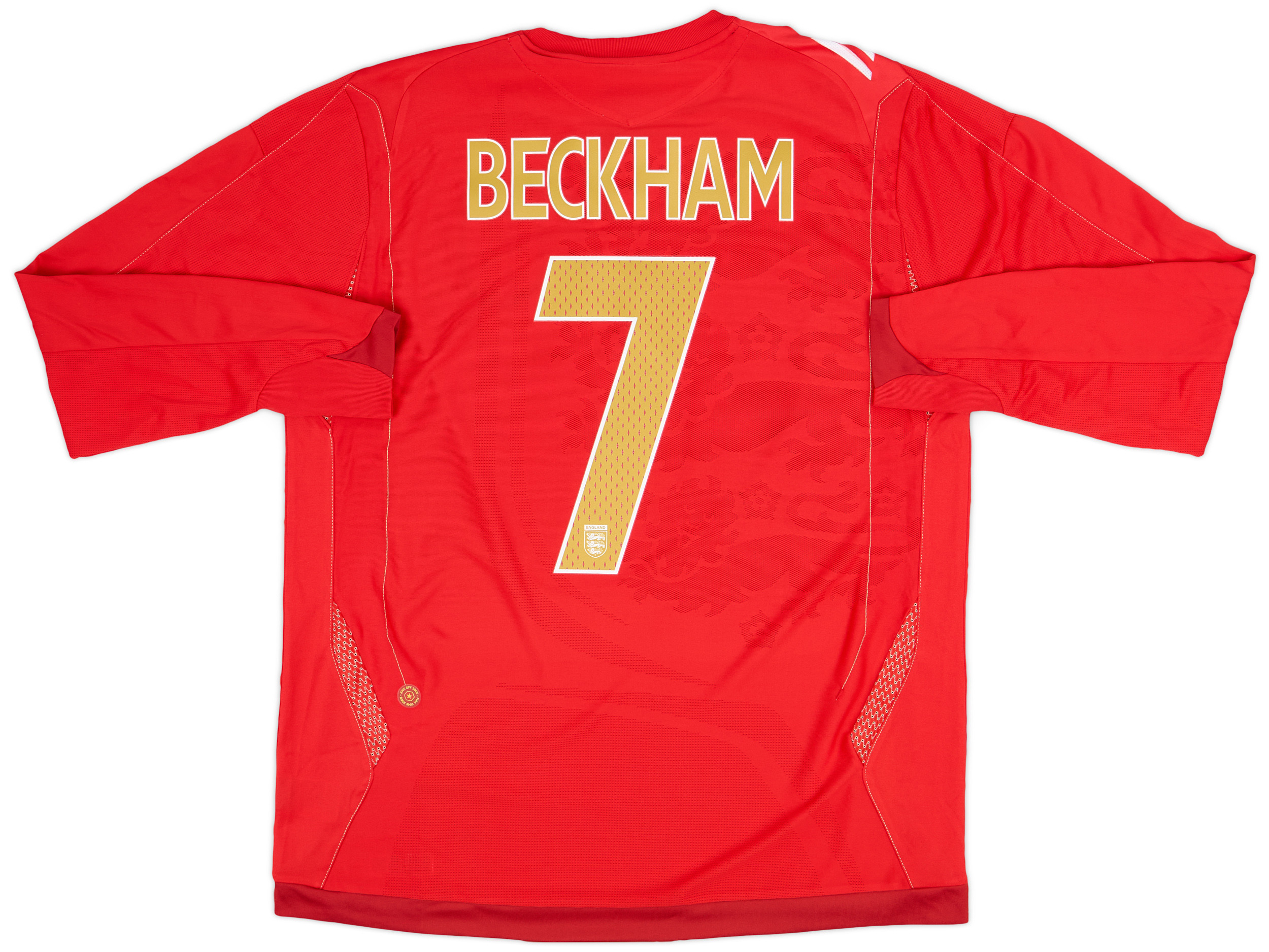 David Beckham 7 England 2006-08 Away Retro Jersey - Long Sleeve
