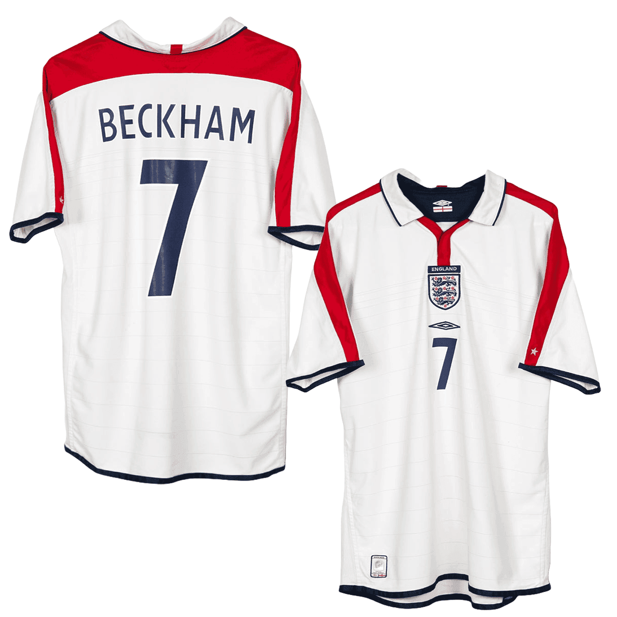 David Beckham 7 England 2003-2005 Umbro Home Retro Jersey - Men White