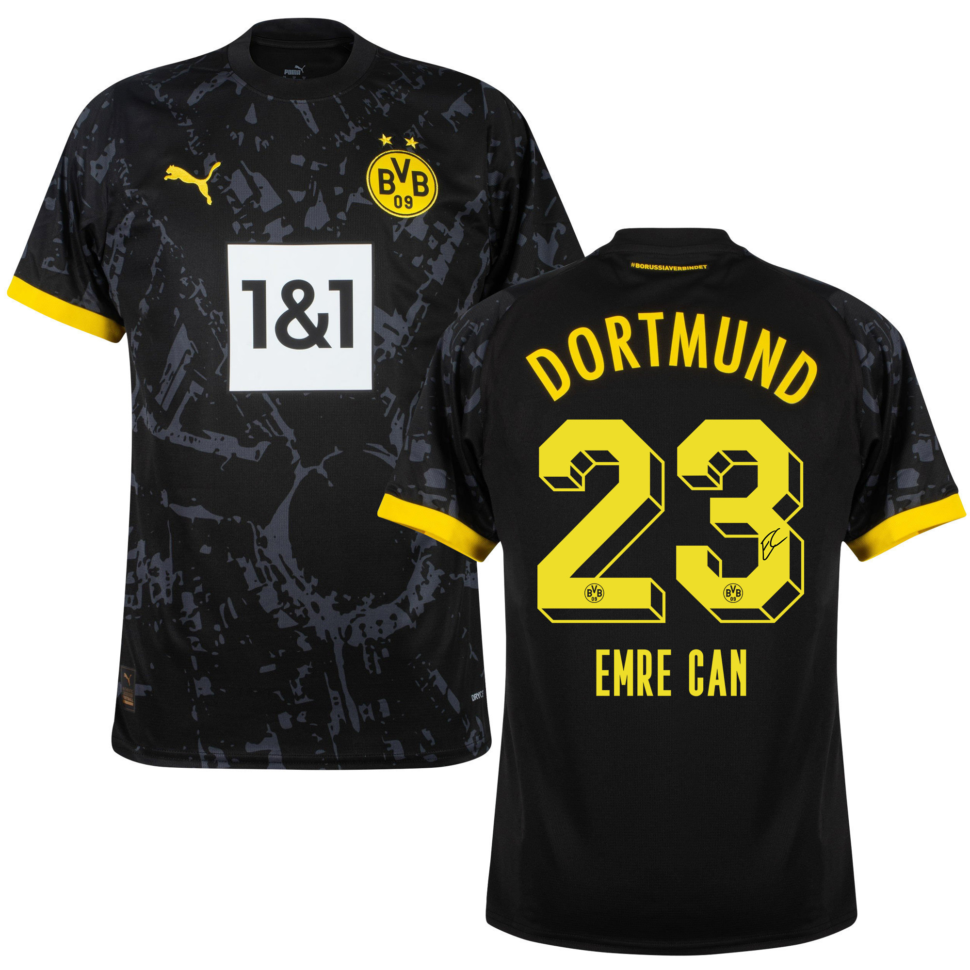 Emre Can 23 Signed Borussia Dortmund 2023/24 Away Autographed - Men, Black