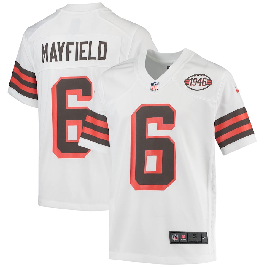 Youth Cleveland Browns Baker Mayfield  White 1946 Collection Alternate Game Jersey